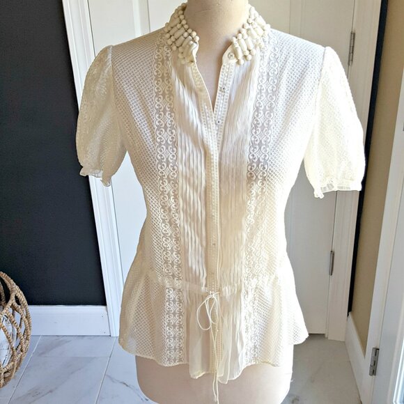 NWT! VINTAGE Inspired SILK BLOUSE Elie TAHARI - Picture 6 of 7
